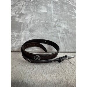 Cavender's Mens Brown Leather Basketweave Western‎ Star Concho Belt Size 40